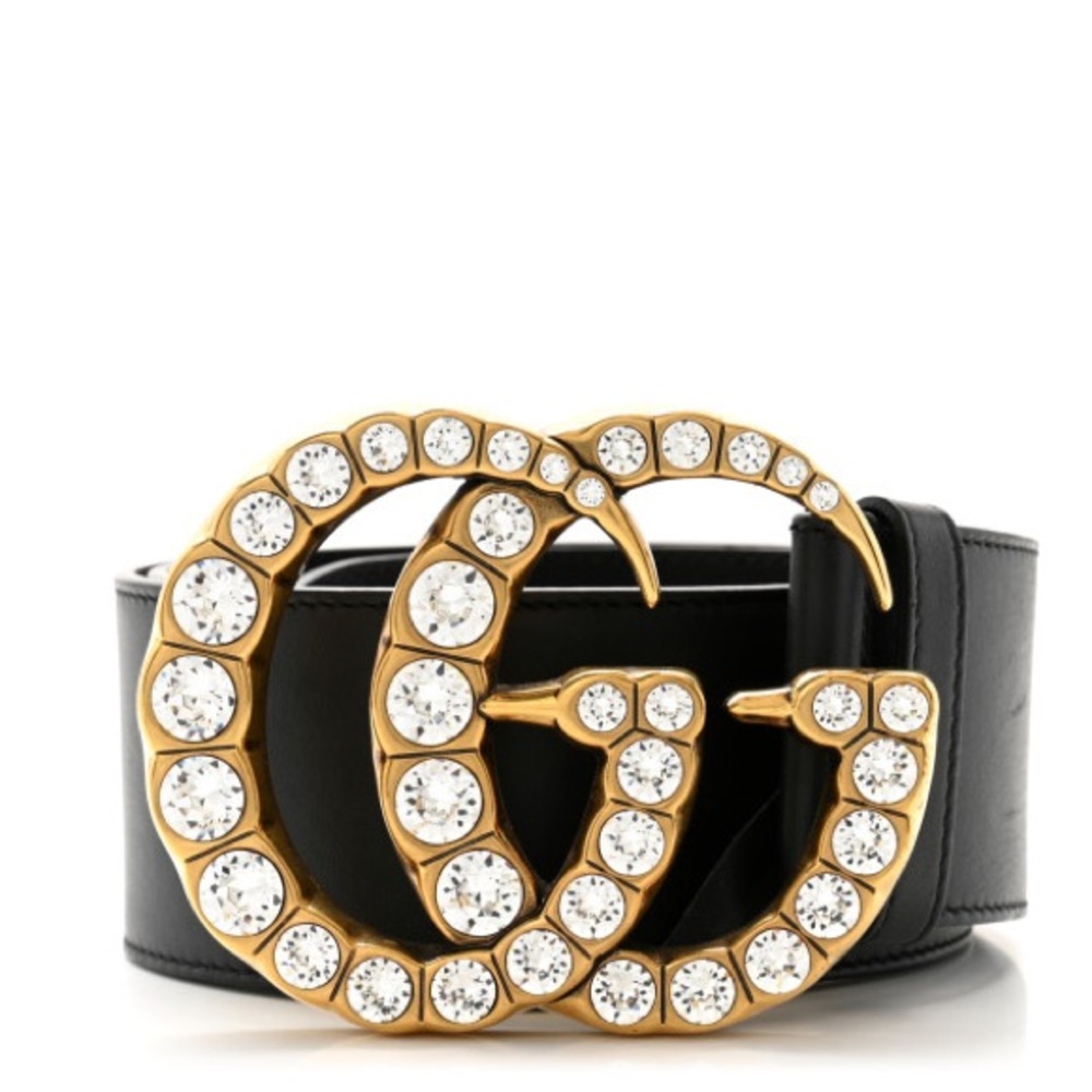 Gucci Extra Wide Calfskin Crystal Double G Waist Belt
